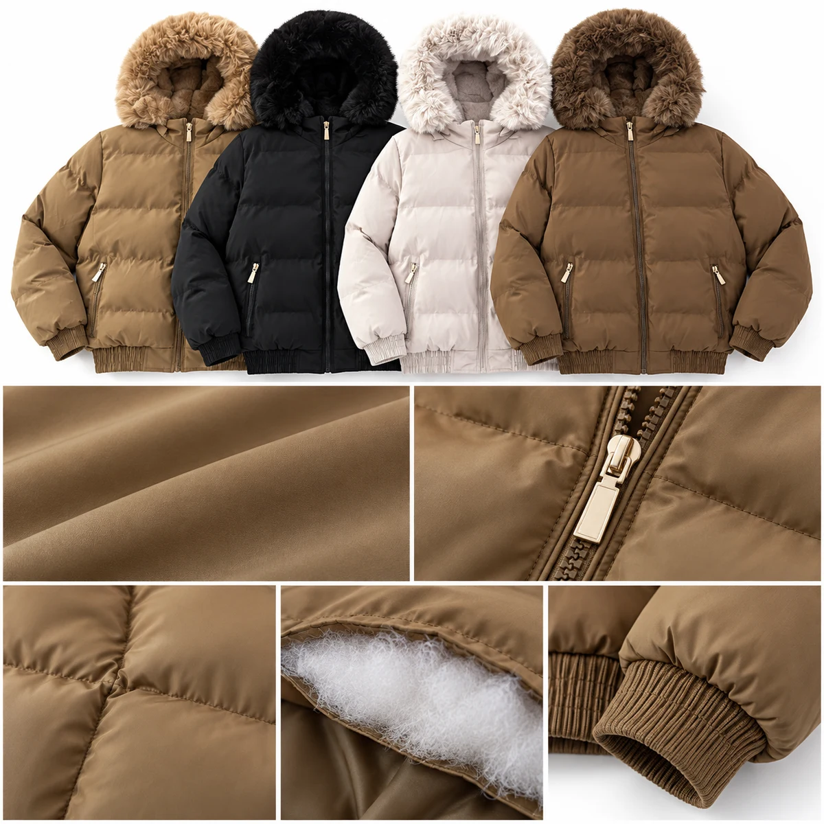 Women's Faux Fur Hooded Padded Jacket - JF57A