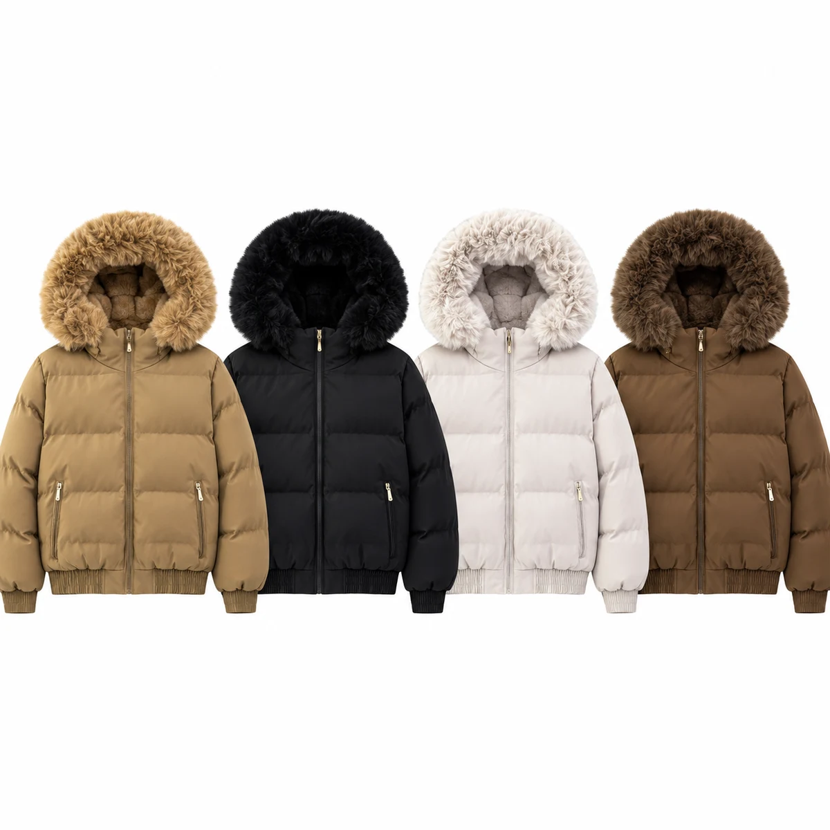 Women's Faux Fur Hooded Padded Jacket - JF57A