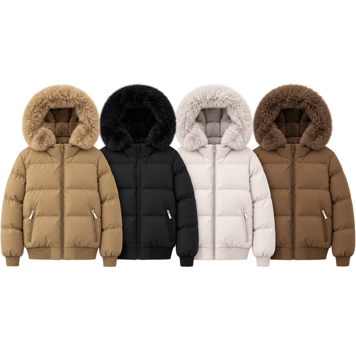 Women's Faux Fur Hooded Padded Jacket - JF57A, style JF57A