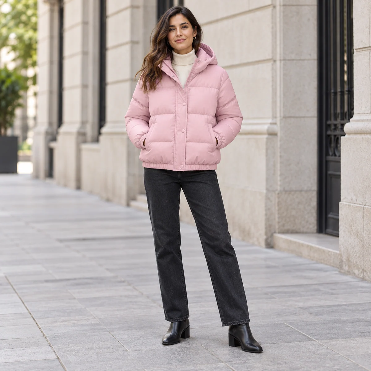 Women's Faux Fur Hooded Padded Jacket - JF58