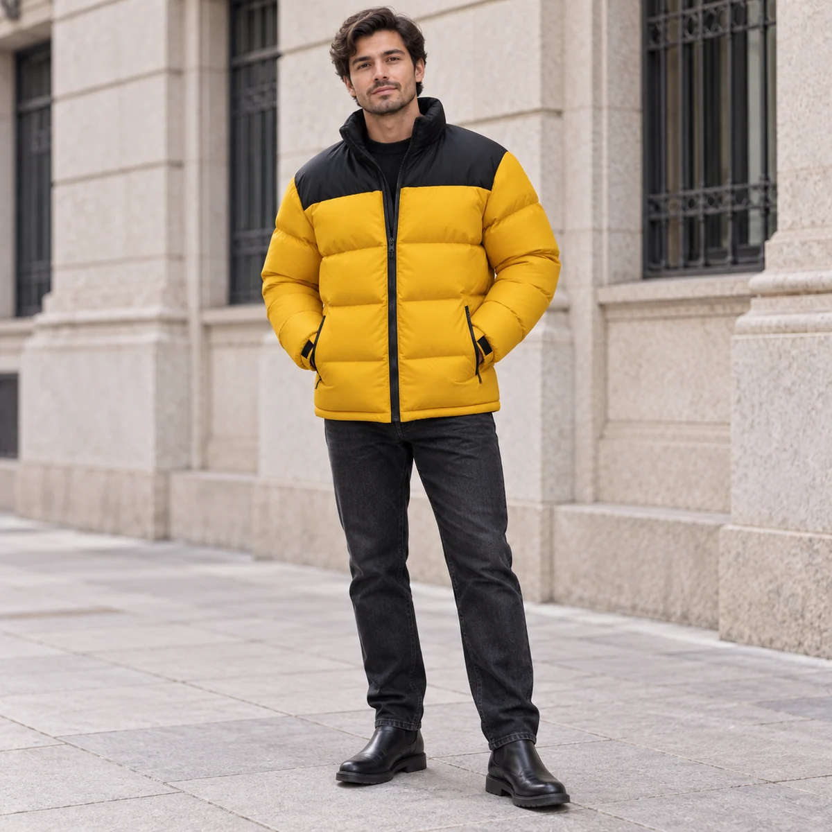 Men's Colorblock Padded Jacket - S819B