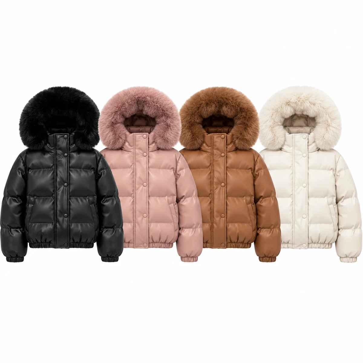 Women's Faux Fur Hooded Padded Jacket - XY08