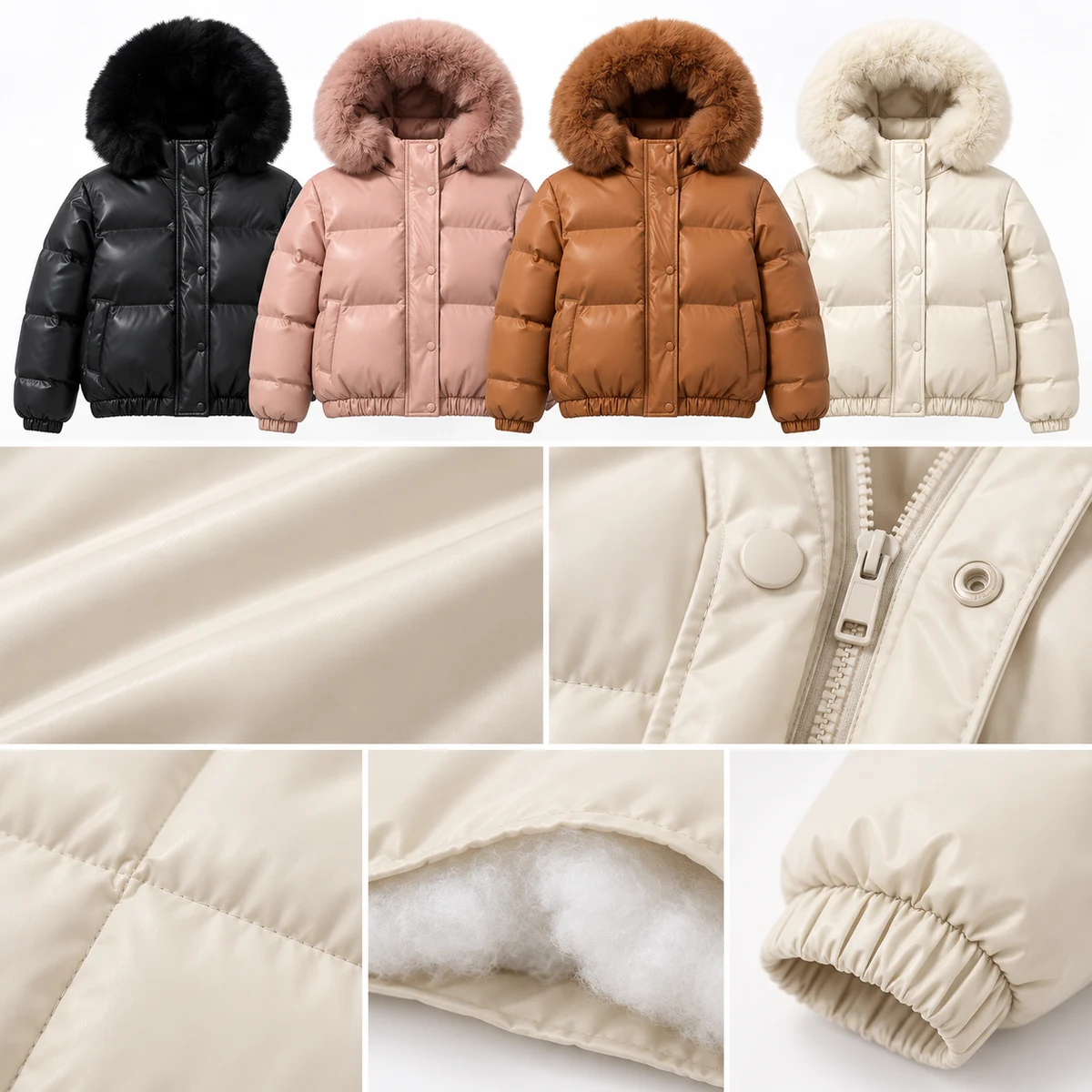 Women's Faux Fur Hooded Padded Jacket - XY08