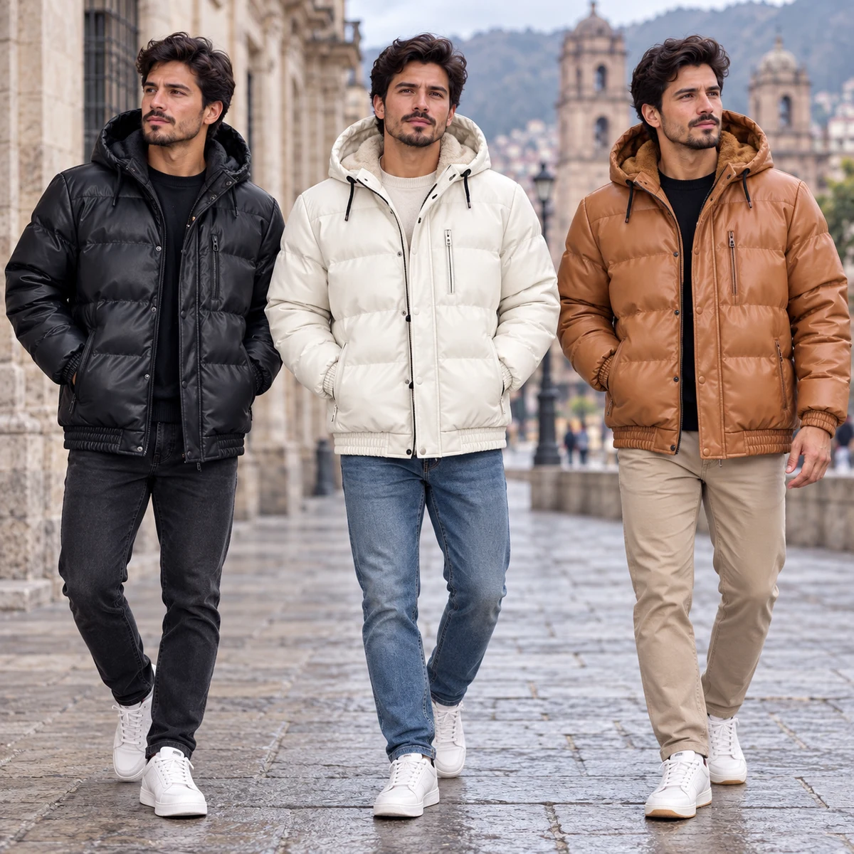 Men's Hooded Quilted Padded Jacket - 2302