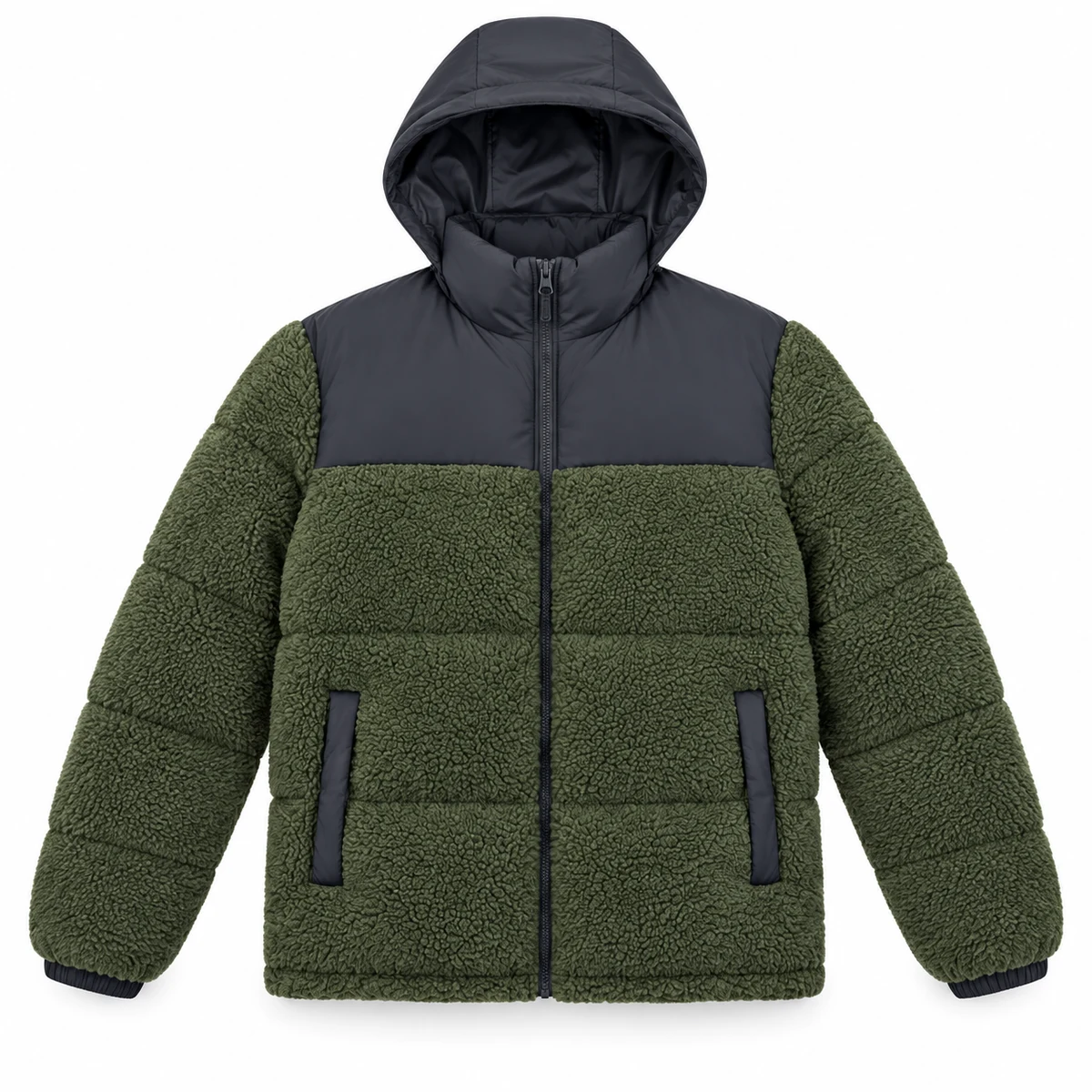Men's Hybrid Fleece-Panel Hooded Padded Jacket - 2606