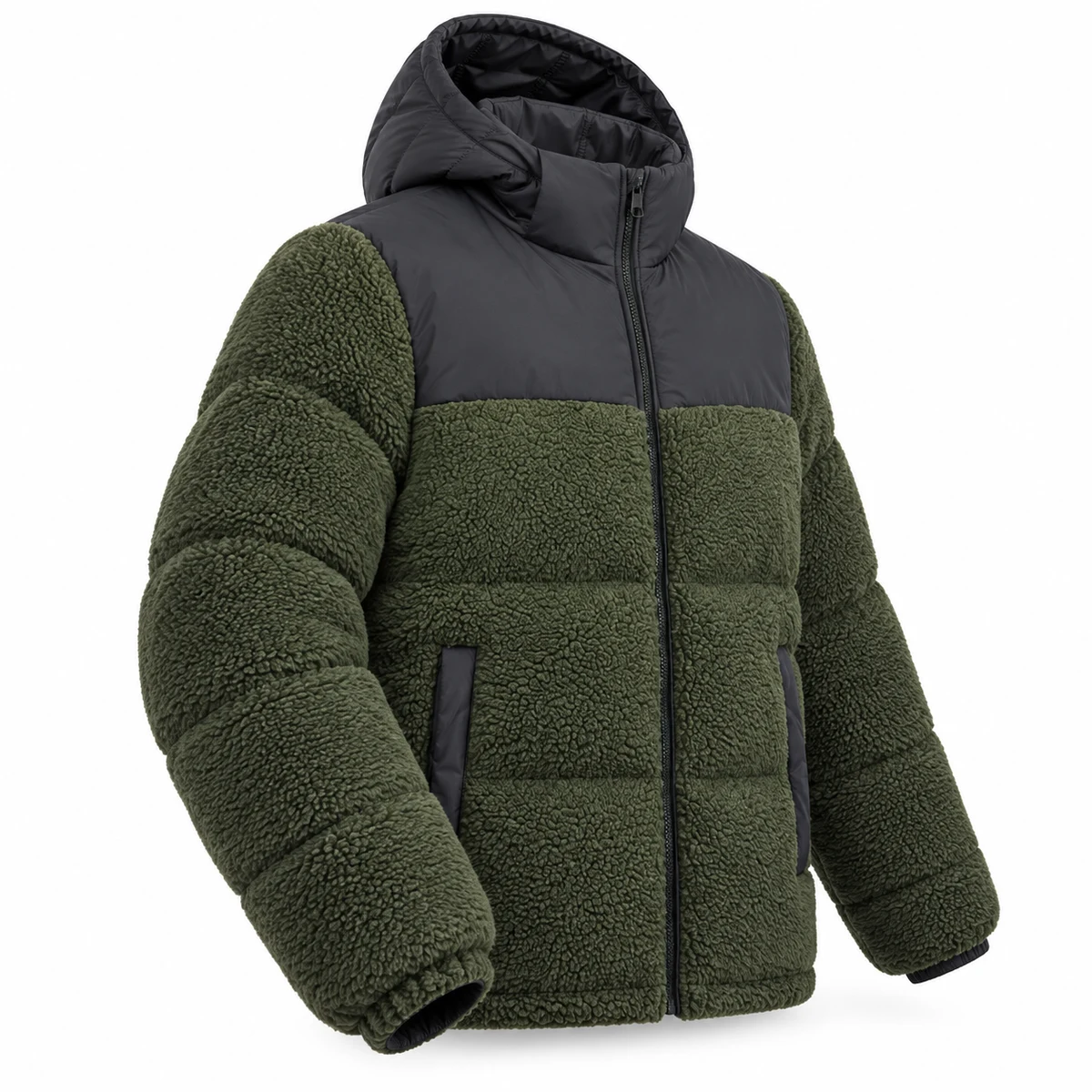 Men's Hybrid Fleece-Panel Hooded Padded Jacket - 2606
