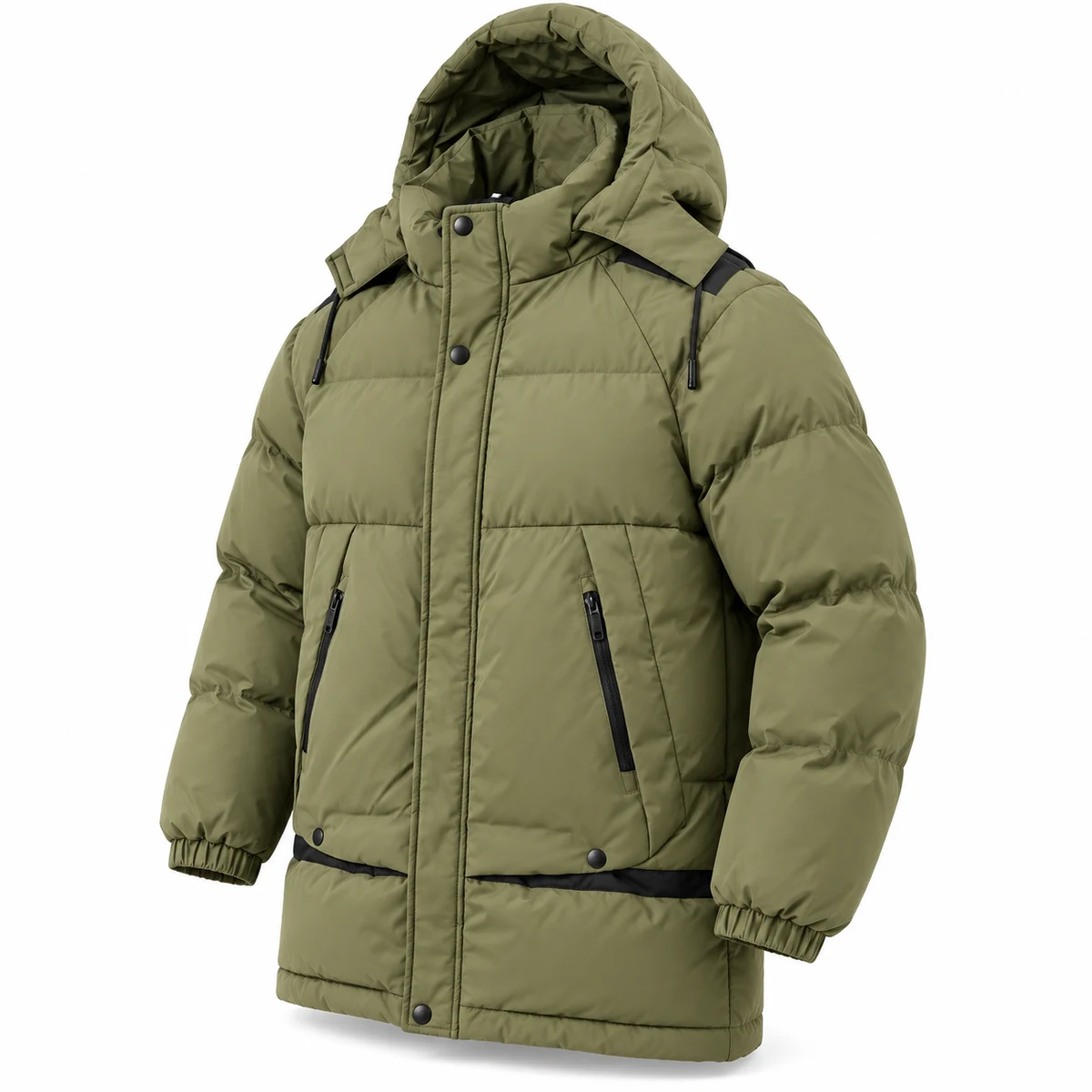 Men's Long Hooded Padded Parka - 2607