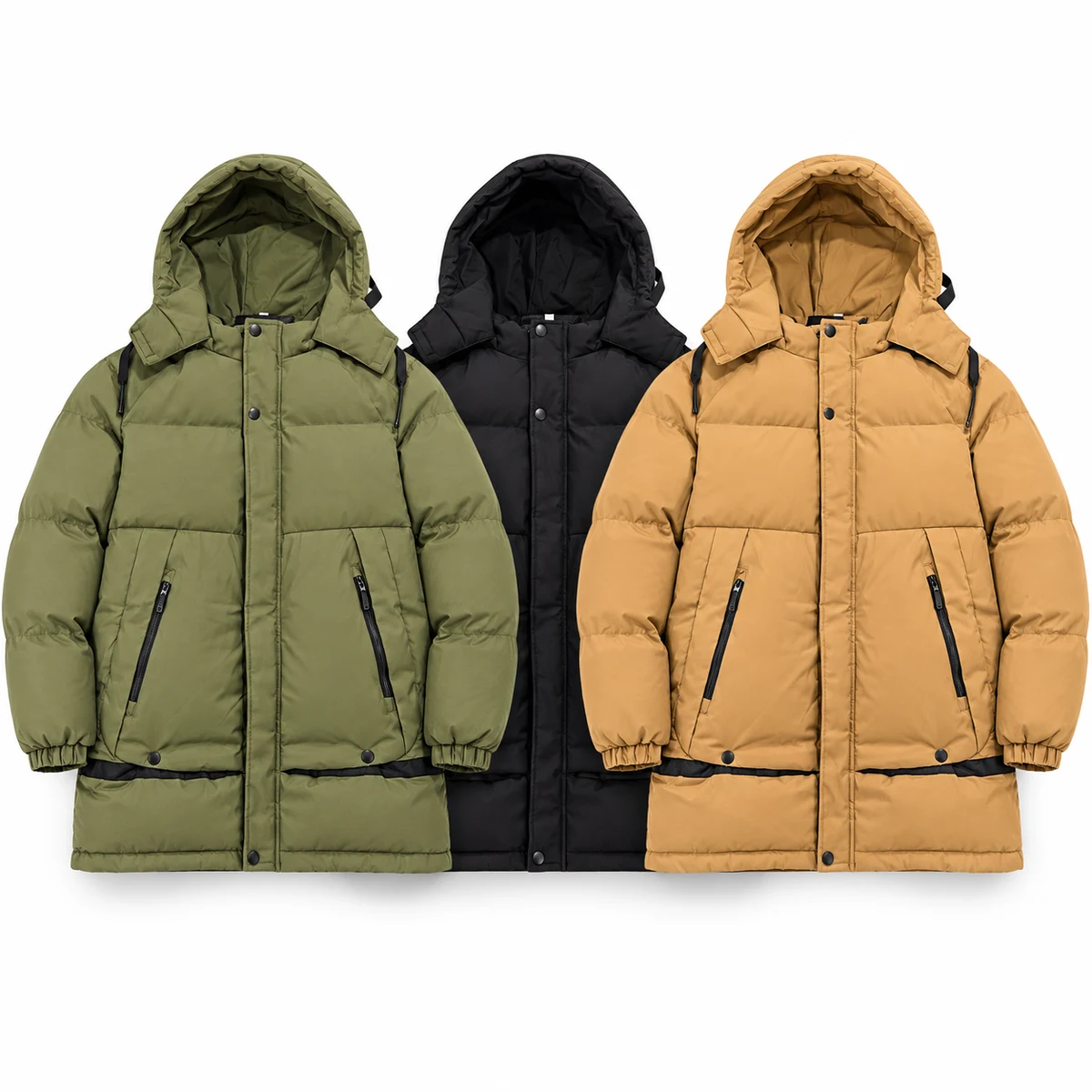 Men's Long Hooded Padded Parka - 2607