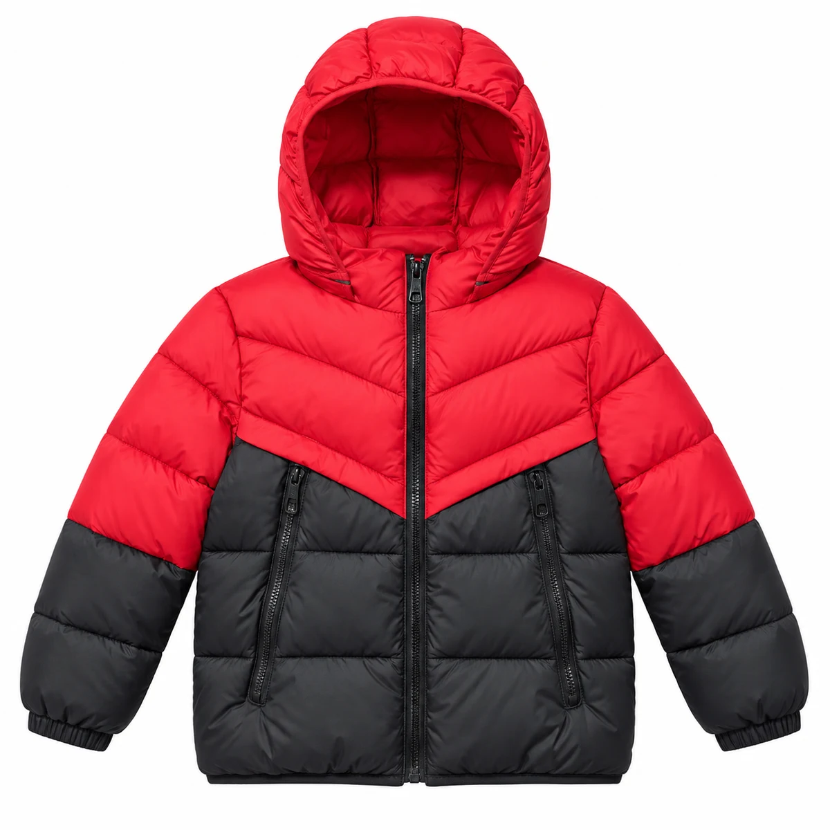 Kids' Colorblock Hooded Padded Jacket - 2668A