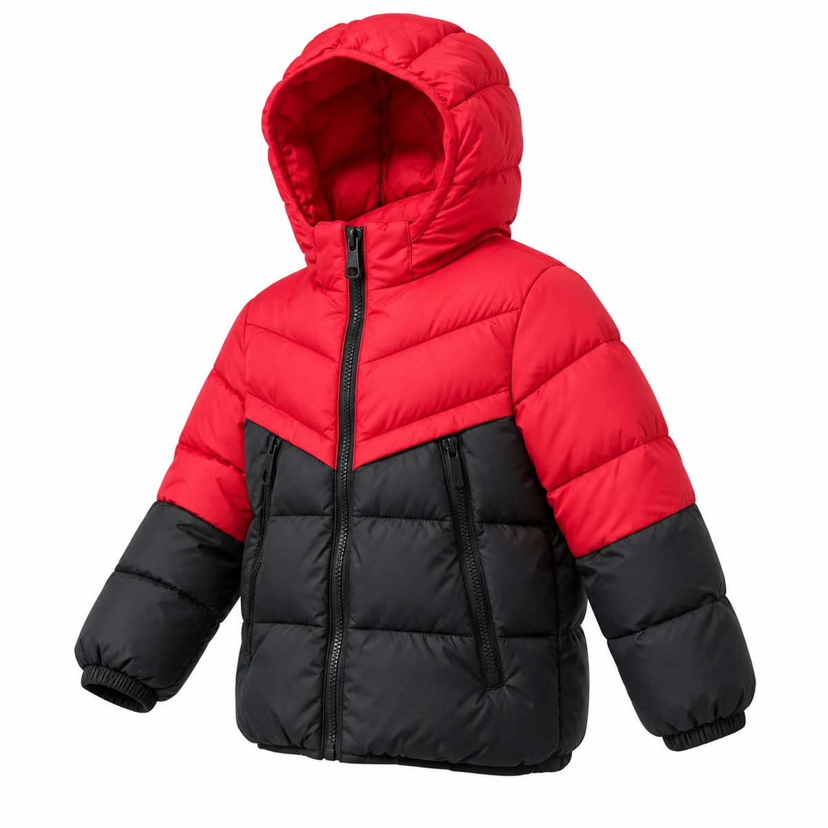 Kids' Colorblock Hooded Padded Jacket - 2668A