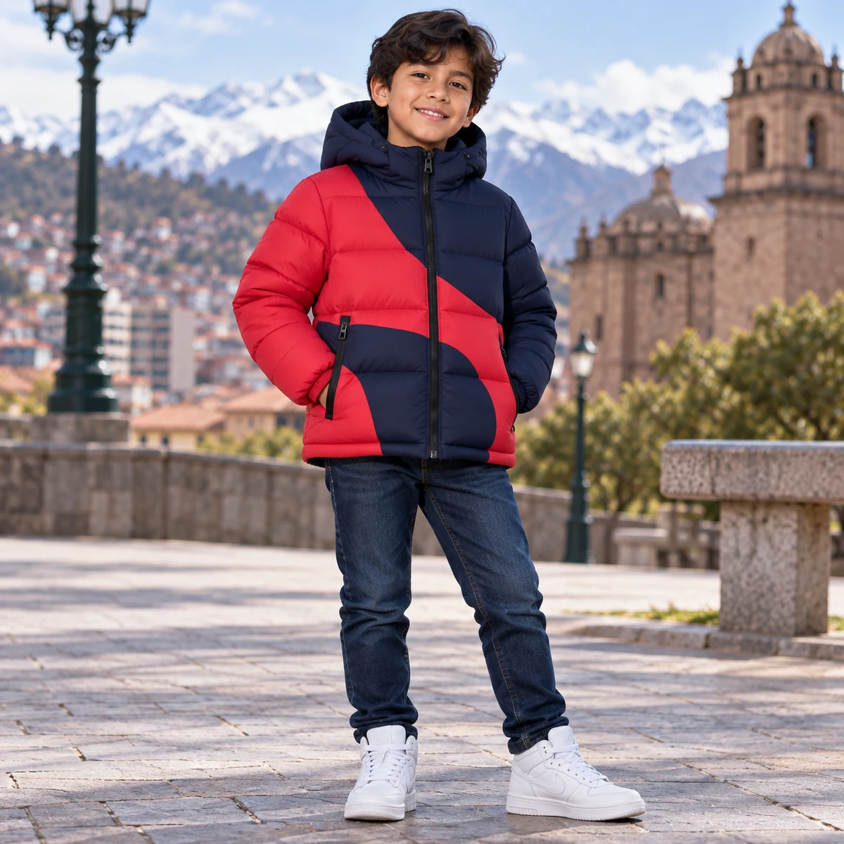 Kids' Colorblock Hooded Padded Jacket - 2668B