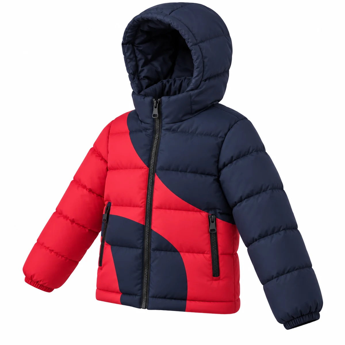 Kids' Colorblock Hooded Padded Jacket - 2668B