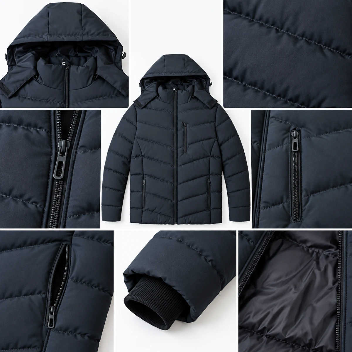 Men's Hooded Quilted Padded Jacket - 2701