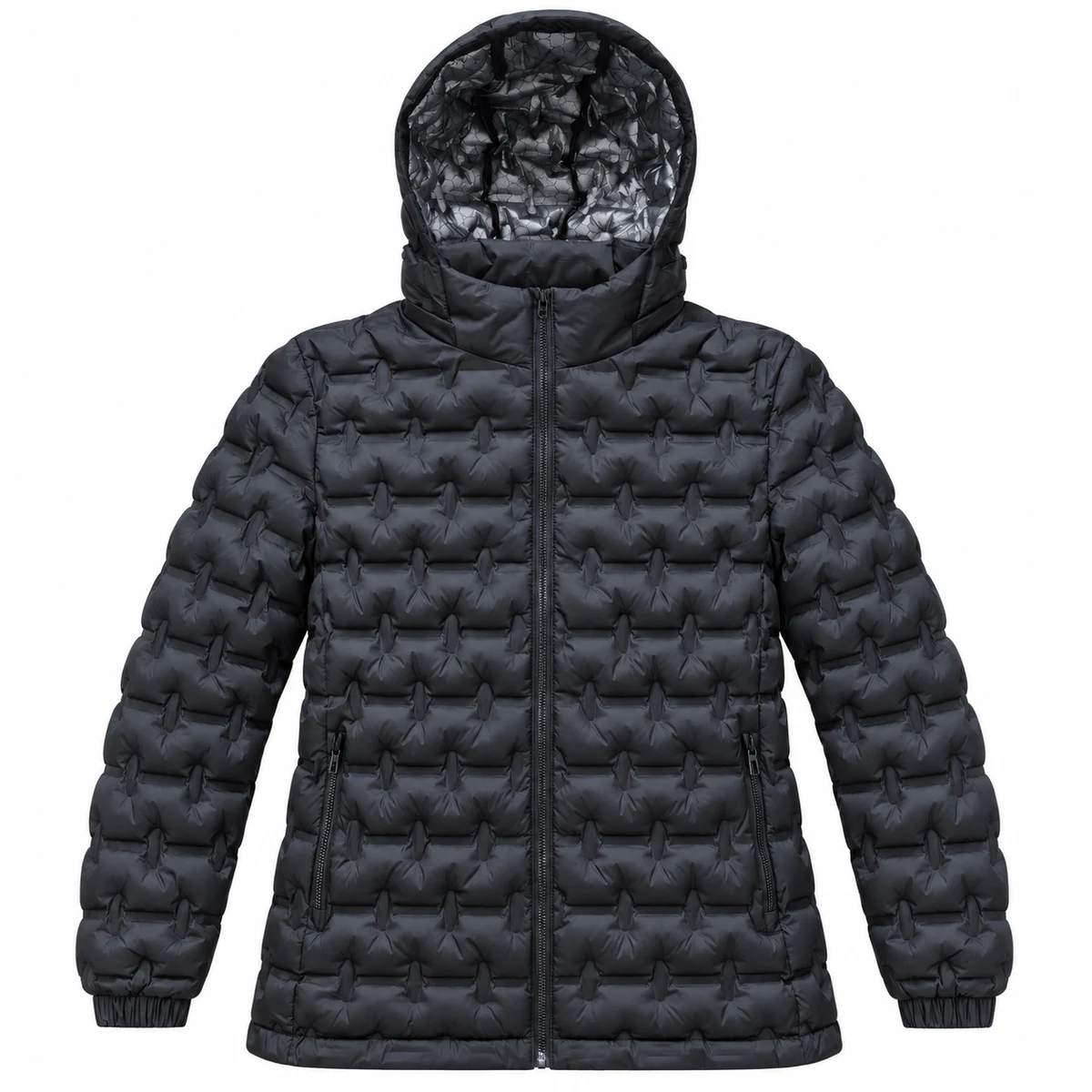 Men's Textured Hooded Padded Jacket - 8528B