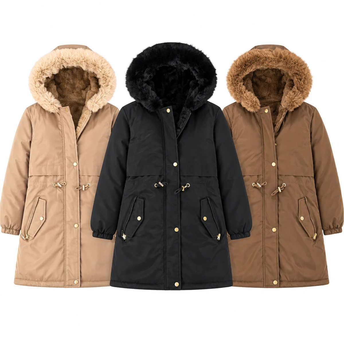 Women's Faux-Fur Hooded Padded Parka - 928B, style 928B