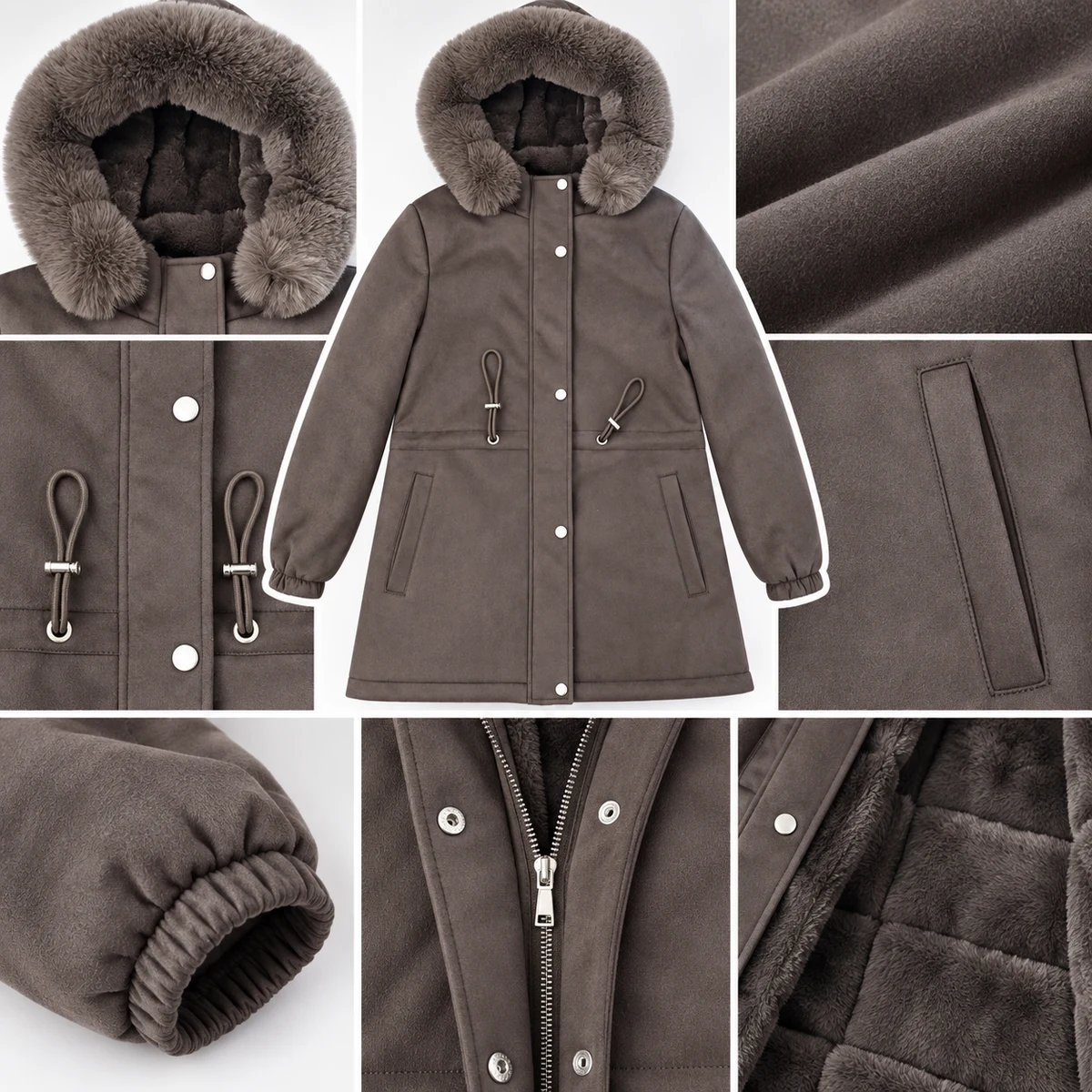 Women's Long Faux-Fur Hooded Padded Parka - 928H