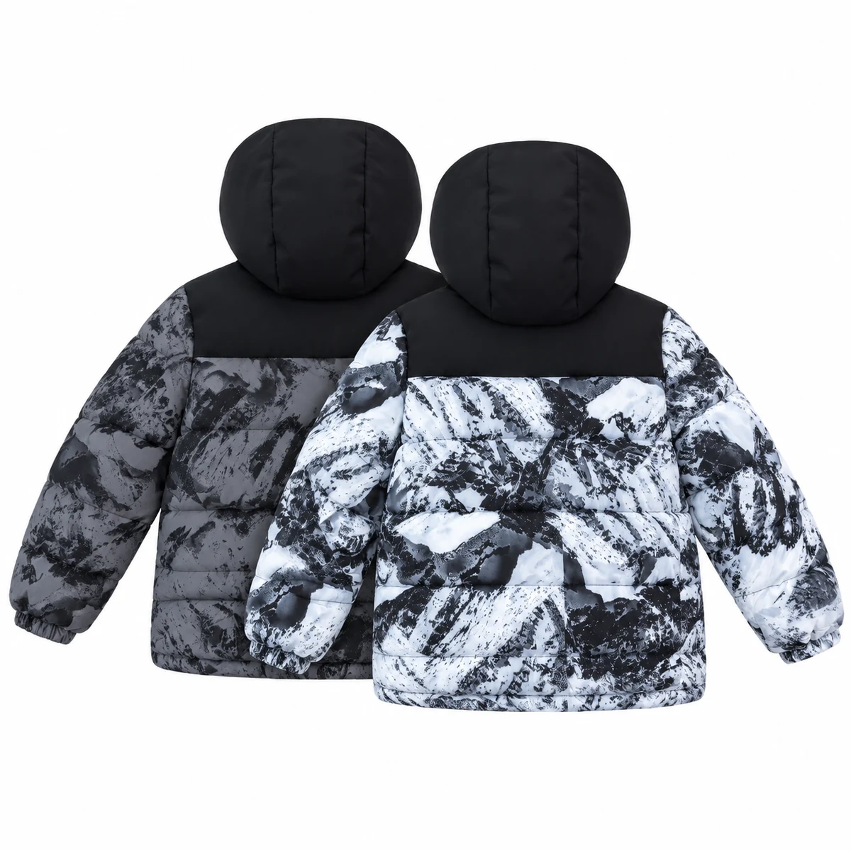 Kids' Mountain-Print Hooded Padded Jacket - B001C