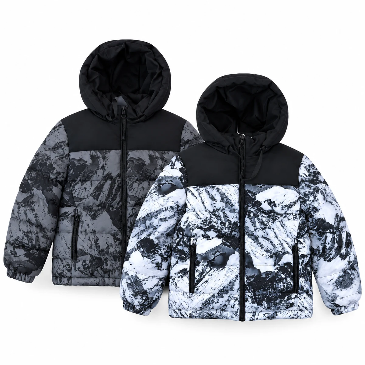Kids' Mountain-Print Hooded Padded Jacket - B001C