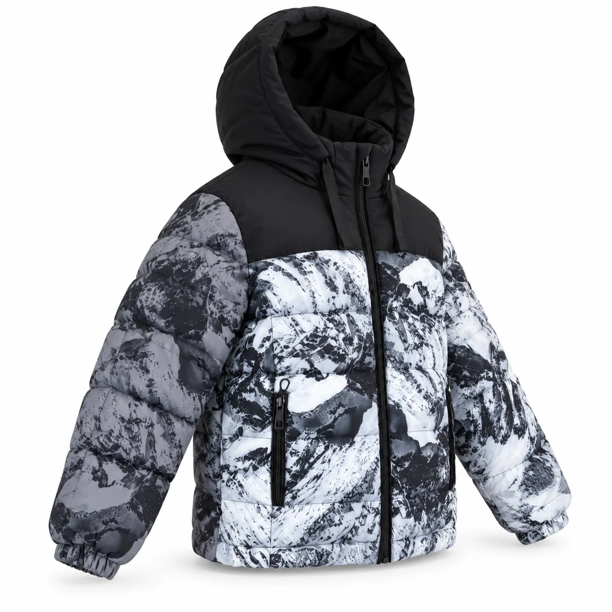 Kids' Mountain-Print Hooded Padded Jacket - B001C