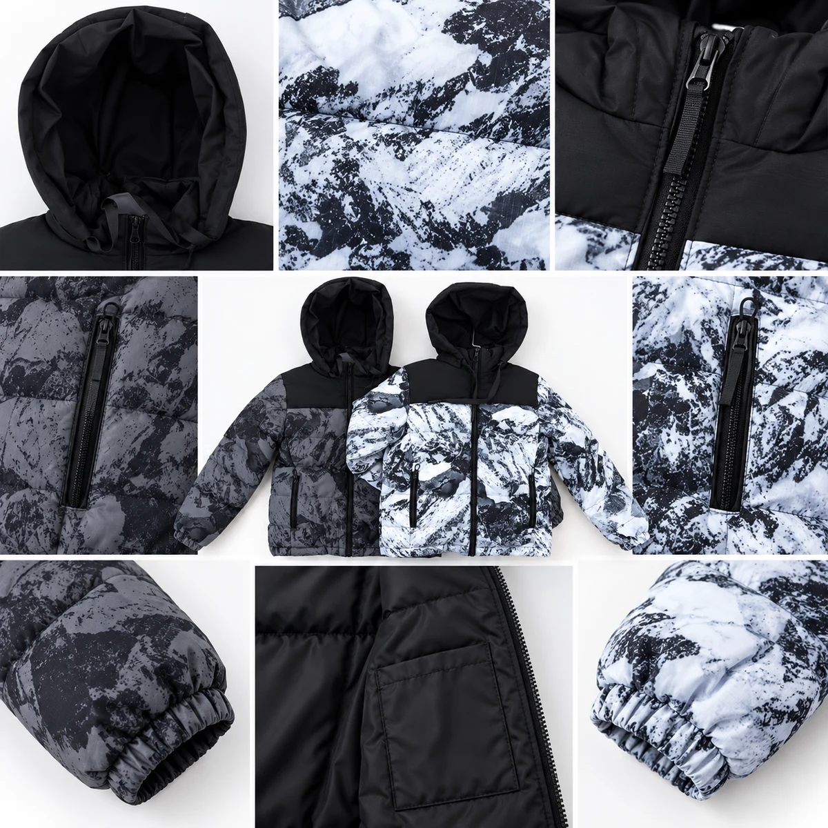 Kids' Mountain-Print Hooded Padded Jacket - B001C
