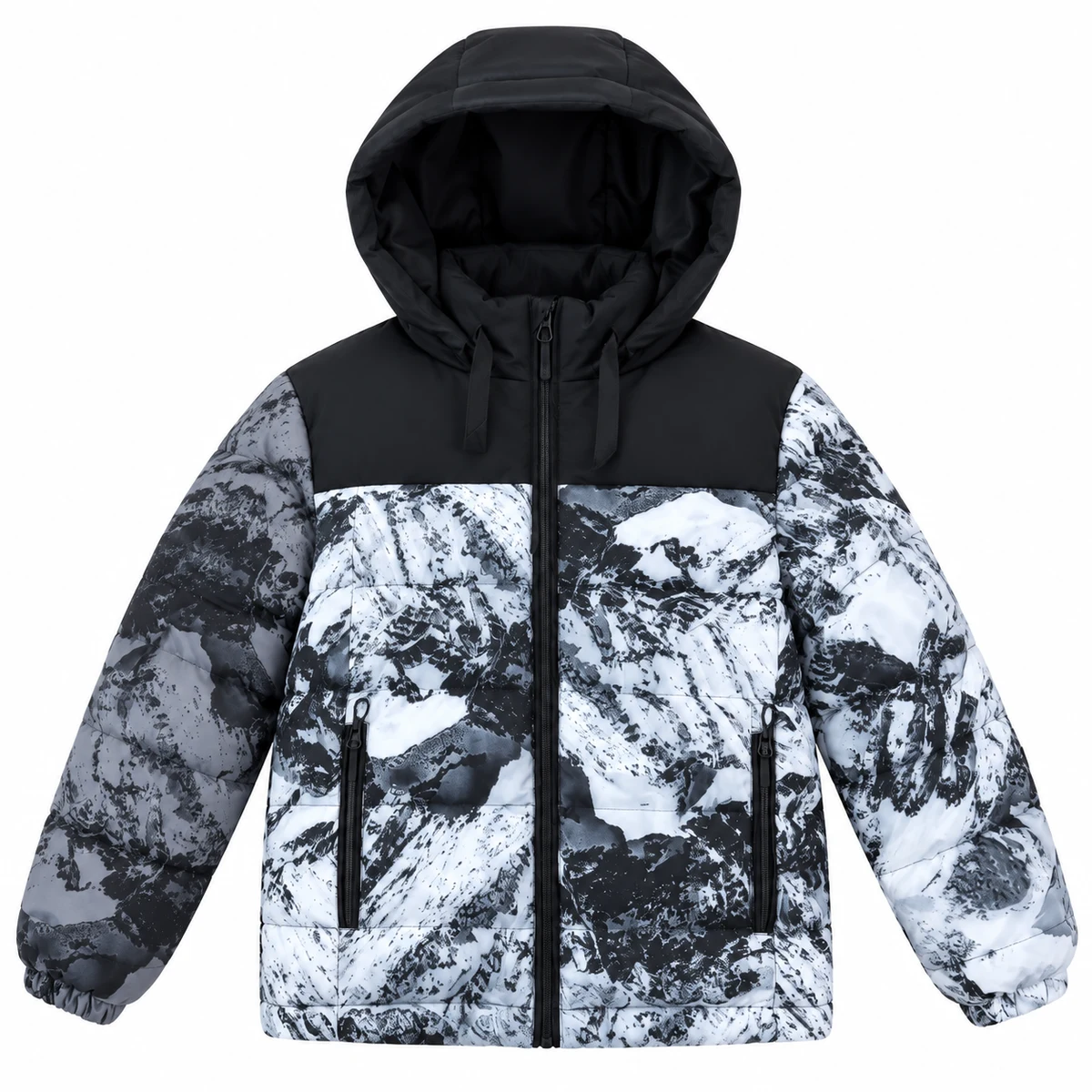 Kids' Mountain-Print Hooded Padded Jacket - B001C
