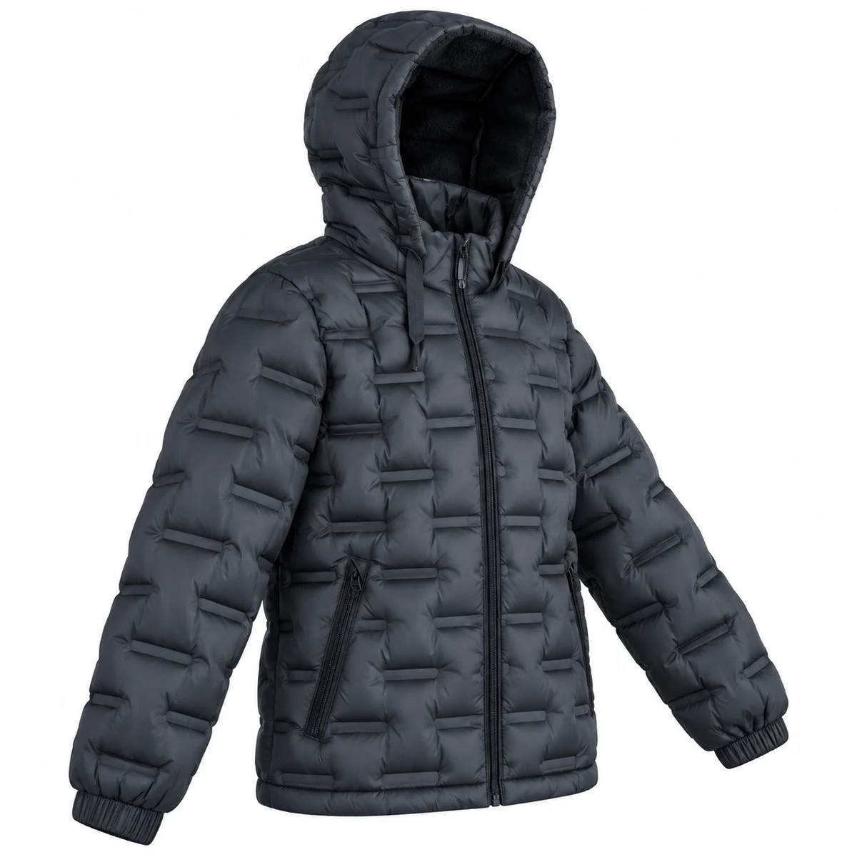 Kids' Textured Hooded Padded Jacket - B2605