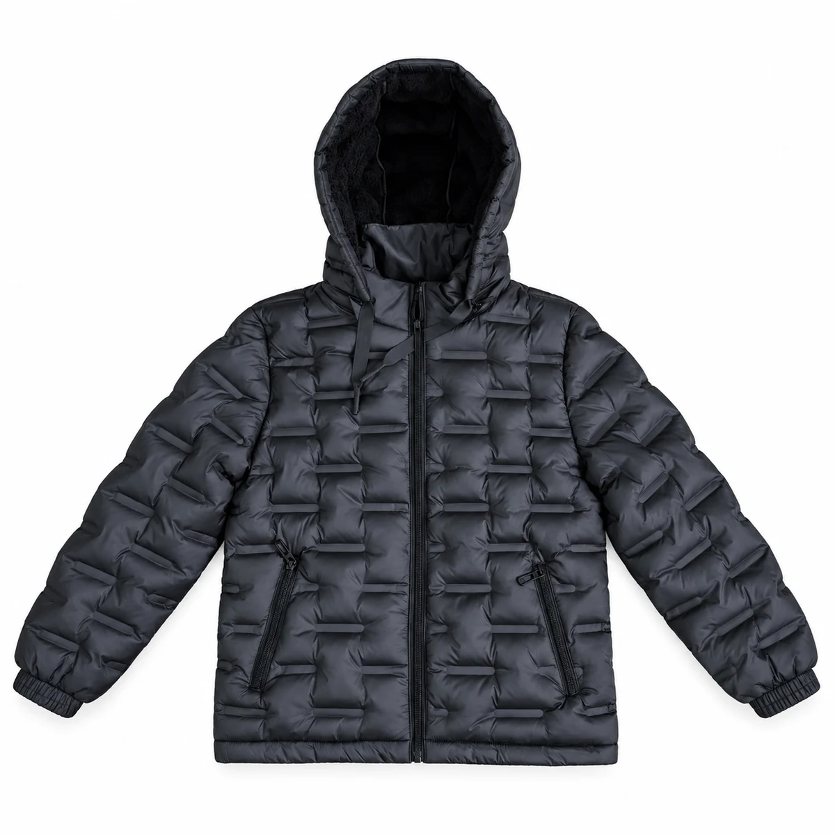 Kids' Textured Hooded Padded Jacket - B2605