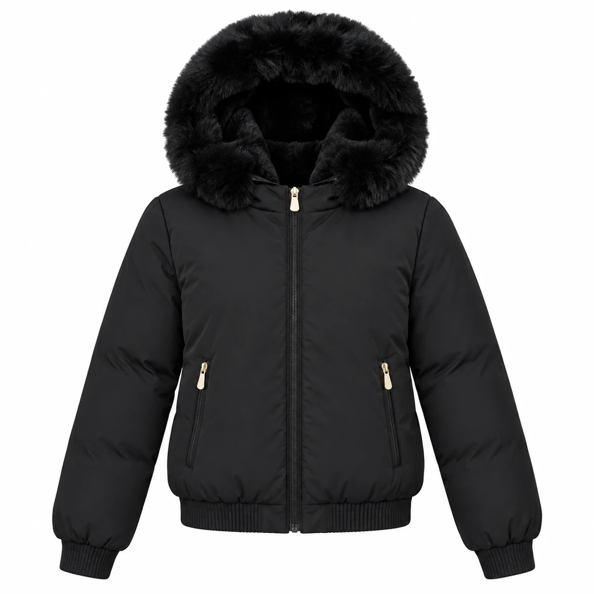 Women's Faux-Fur Hooded Short Padded Jacket - JF57B
