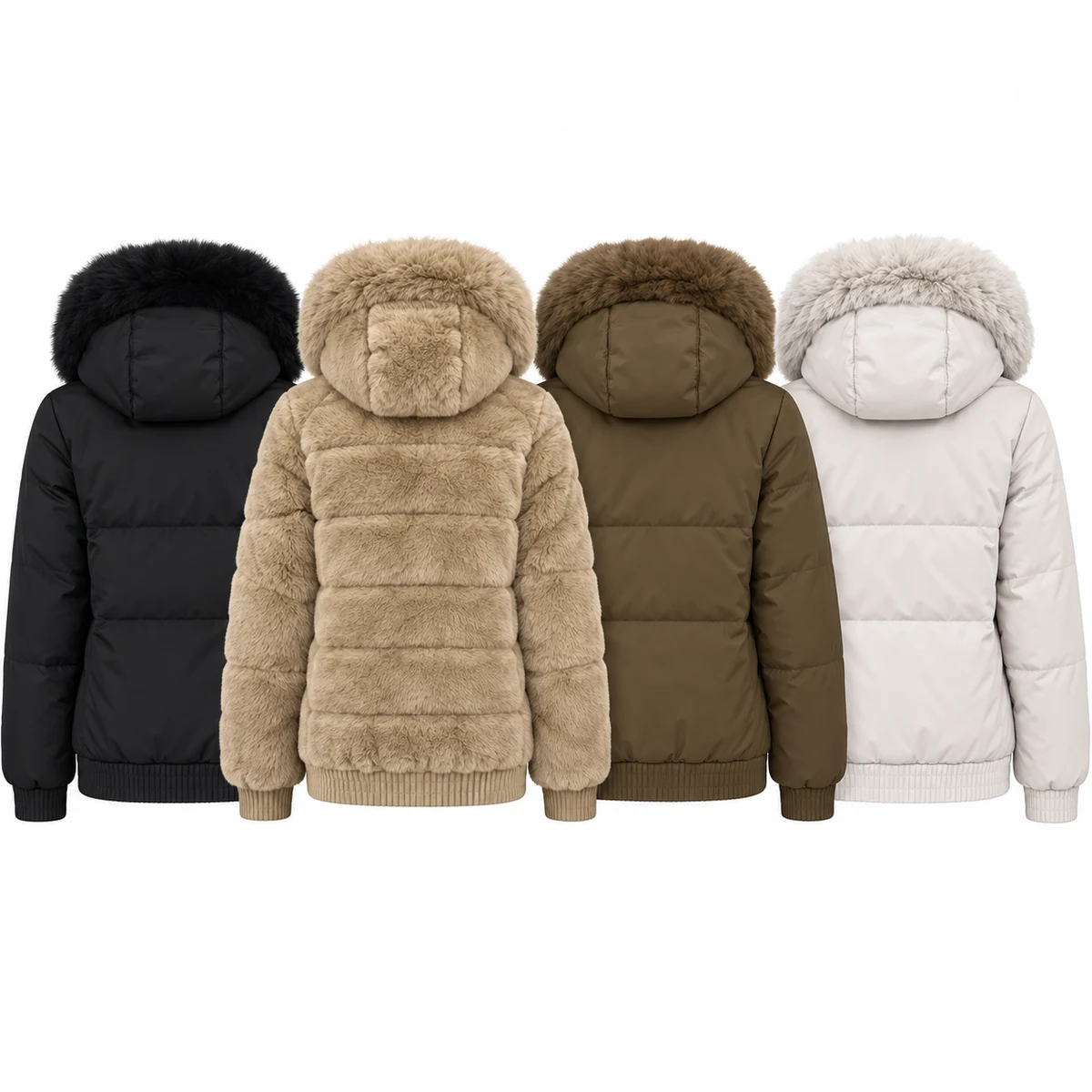 Women's Faux-Fur Hooded Short Padded Jacket - JF57B