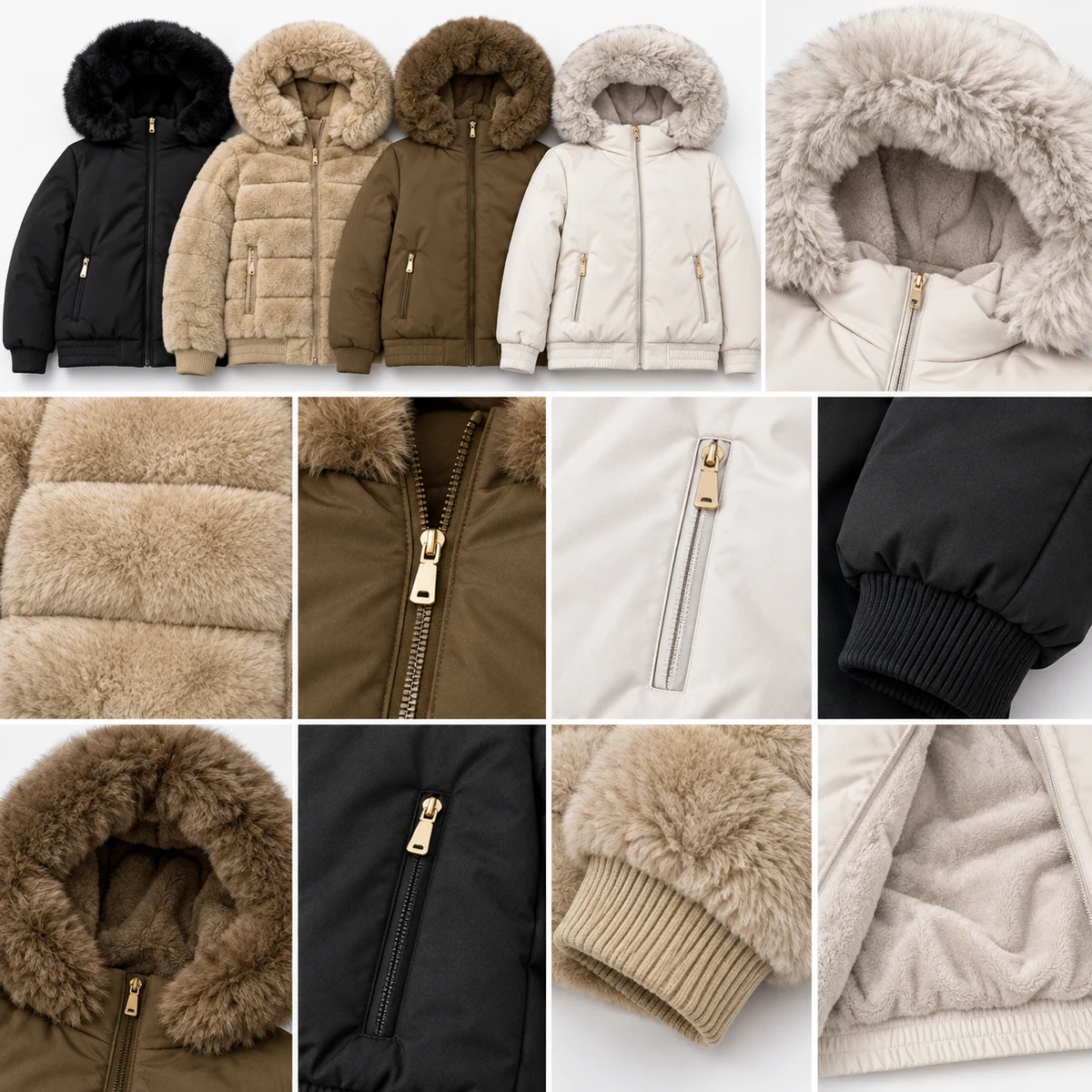 Women's Faux-Fur Hooded Short Padded Jacket - JF57B