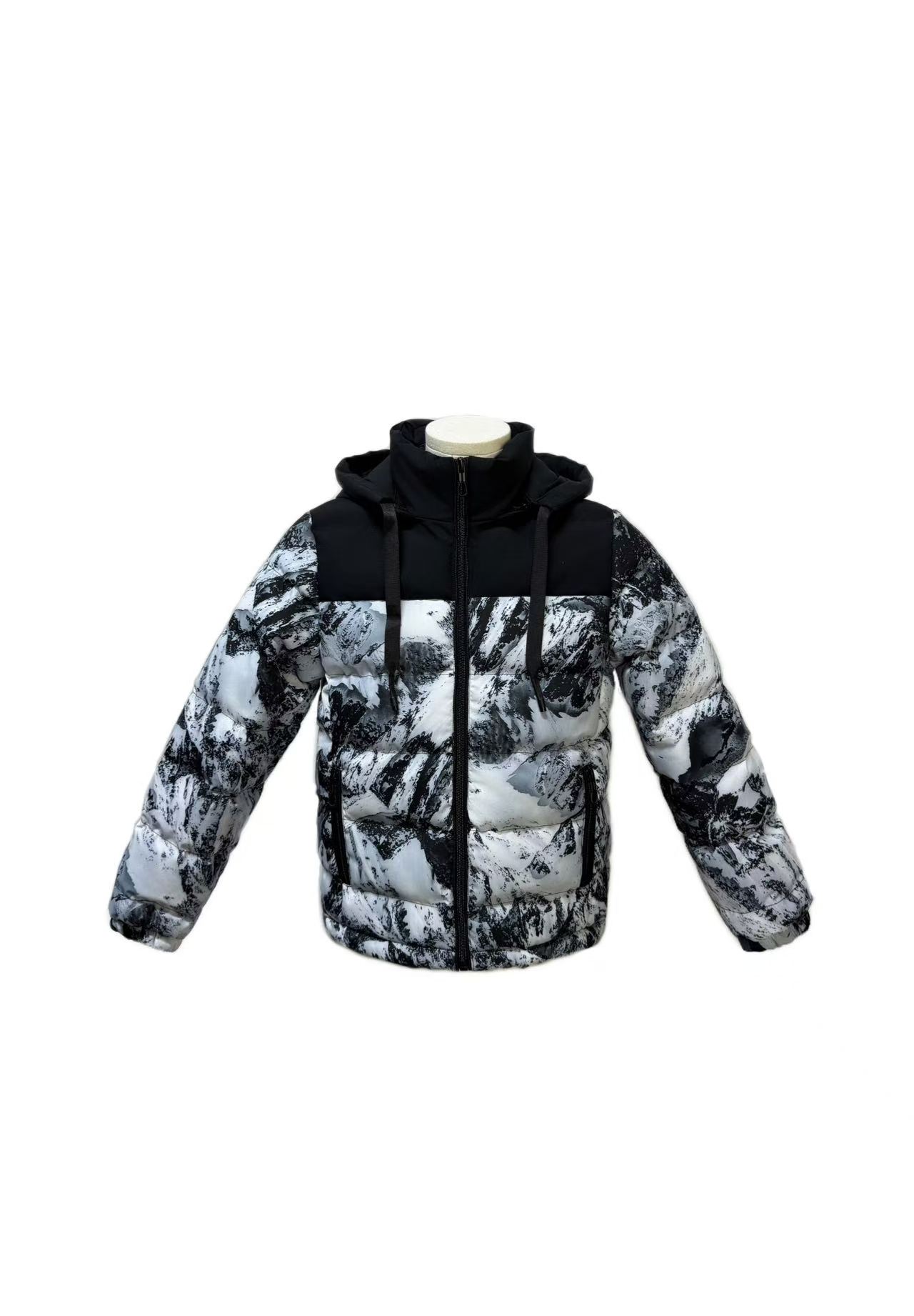 Men's Mountain Print Hooded Padded Jacket
