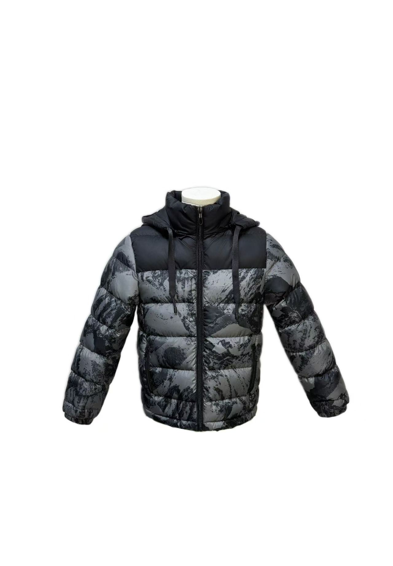Men's Mountain Print Hooded Padded Jacket