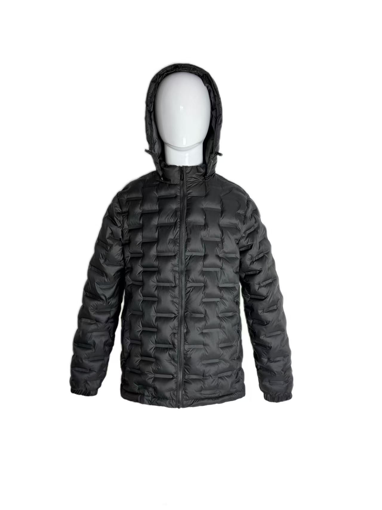 Men's Geometric Quilted Hooded Padded Jacket
