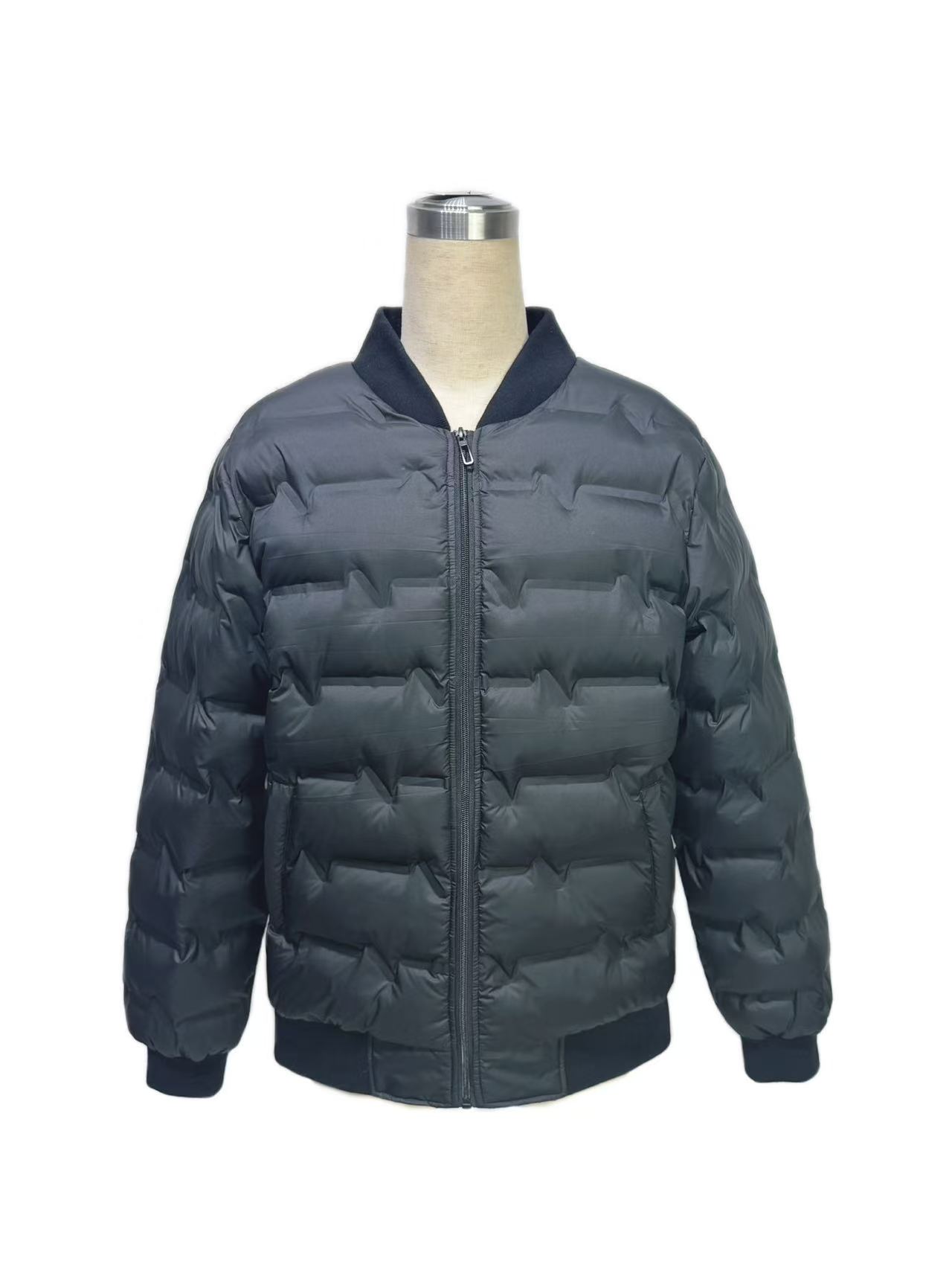 Men's Geometric Quilted Hooded Padded Jacket
