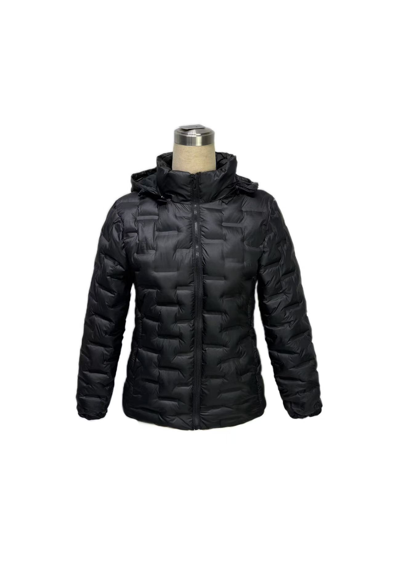 Men's Geometric Quilted Hooded Padded Jacket