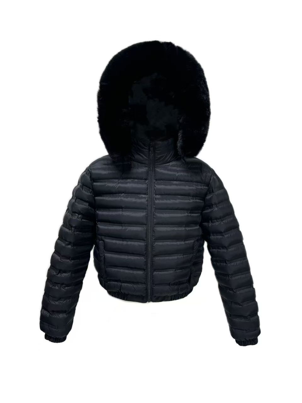 Women's Faux Fur Hooded Lightweight Quilted Padded Jacket