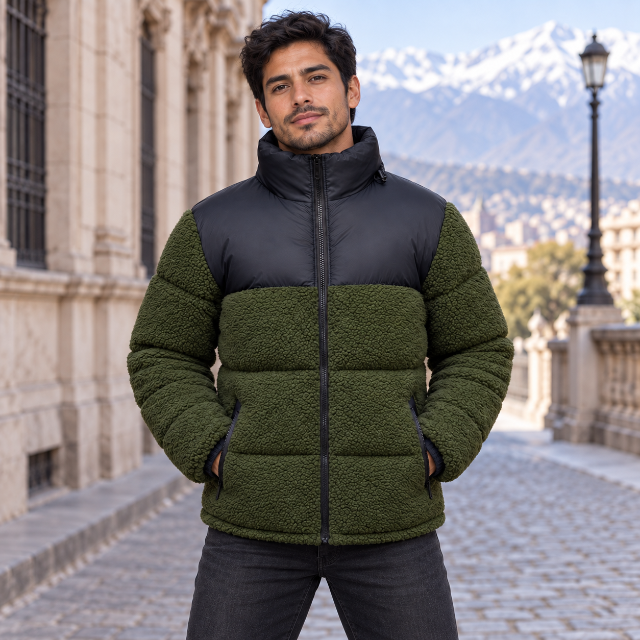 Men's Textured Colorblock Padded Jacket