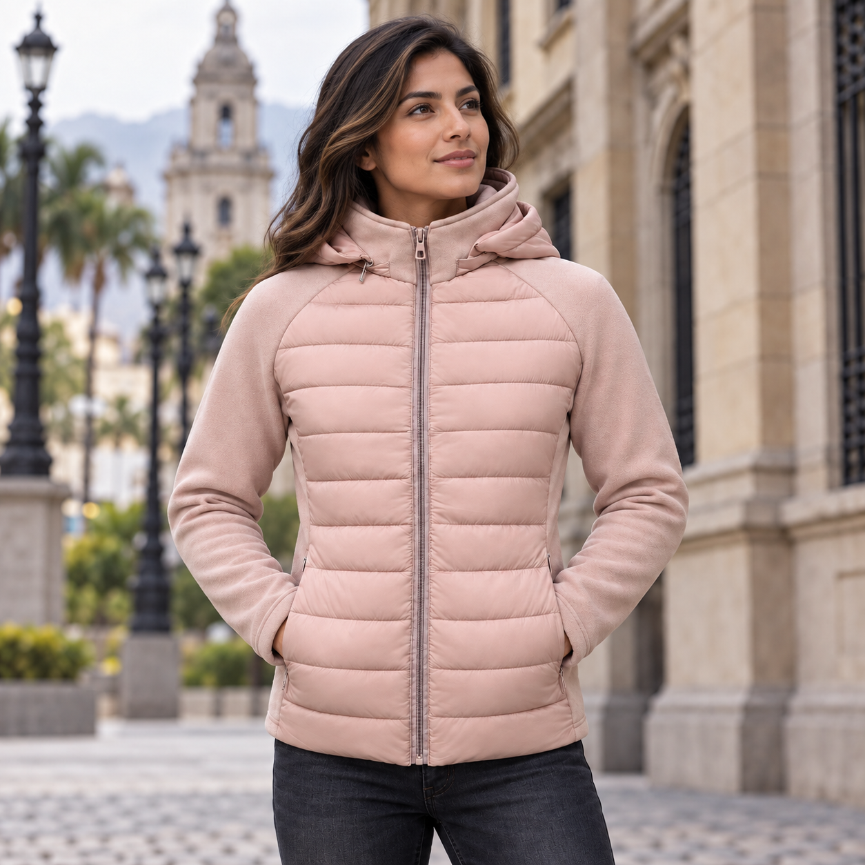 Women's Hybrid Sleeve Lightweight Padded Jacket
