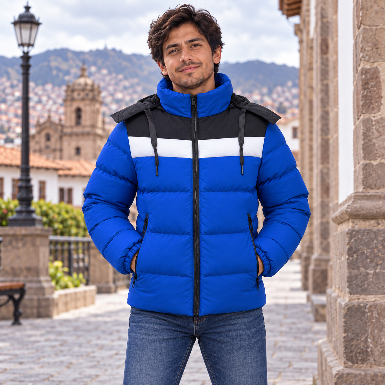 Men's Sport Colorblock Hooded Padded Jacket